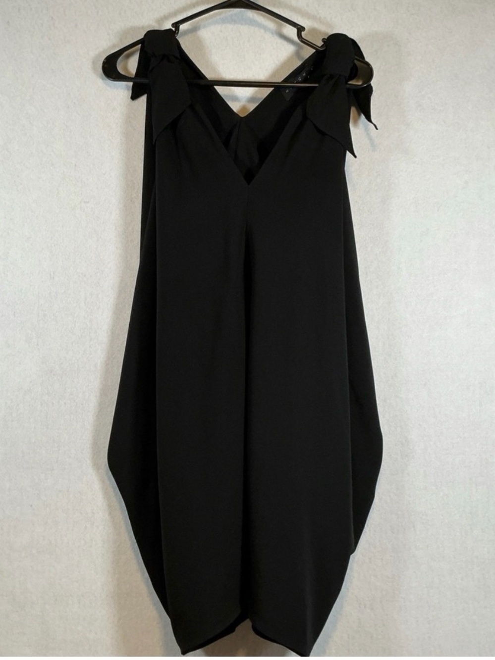 HATCH Black Bow-Shoulder V-Neck Dress